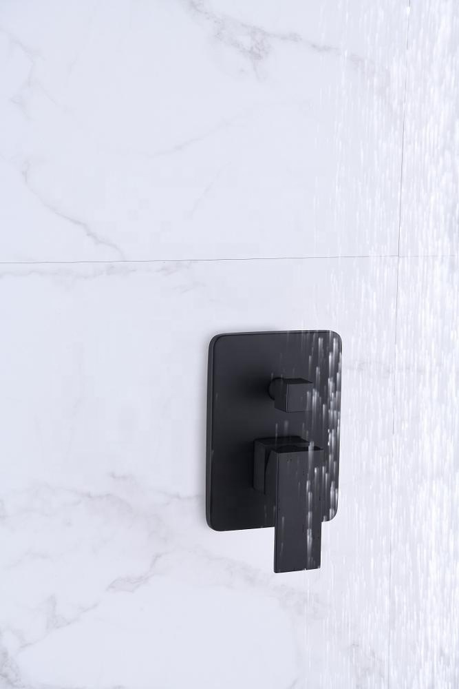 الحديثة الحائط الحمام النحاس مات الأسود أخفى خفية دش صنبور Zwarte Waterval Badkraan Doucheset