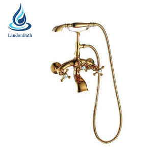 نحى الذهب اللون الصلبة النحاس دش الحمام مجموعة العتيقة الحائط صنبور الحمام البرونزية