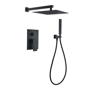 طقم صنبور دش أسود غير لامع 3-Way Valve Rain Shower Head Mixer Tap